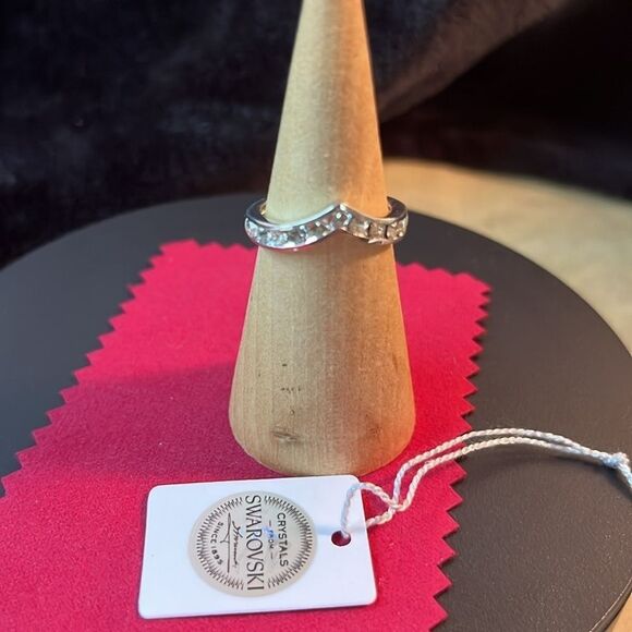 Swarovski Premium Crystal Wishbone Ring in Sterling Silver 8 - Picture 8 of 16